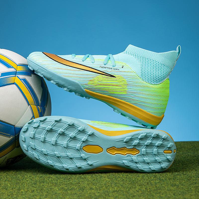High-Top Long-Spike Football Shoes for Teens on Artificial Turf