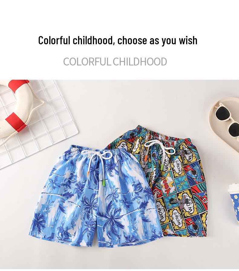 Kids' Quick-Dry Floral Beach Shorts - Lightweight Summer, Casual Ice Silk Bermuda