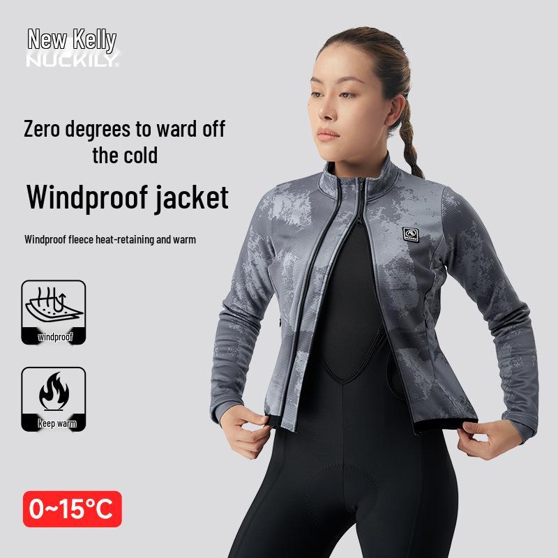 Unisex Winter Windproof Cycling Jacket with Fleece and Dual Zipper Extra Large