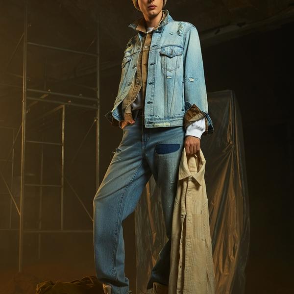 Levis Type 3 Collar Distressed Single Button Long Sleeve Denim Jacket Men Jackets Light-Blue 0016X-0000