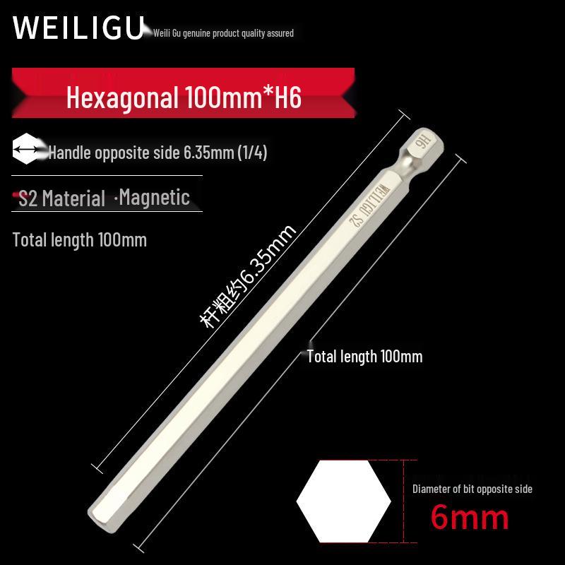 Electroplated Anti-Rust Hex Bit Set, S2 Steel, Extended Pneumatic Air Driver, Hex Socket Screwdriver.
