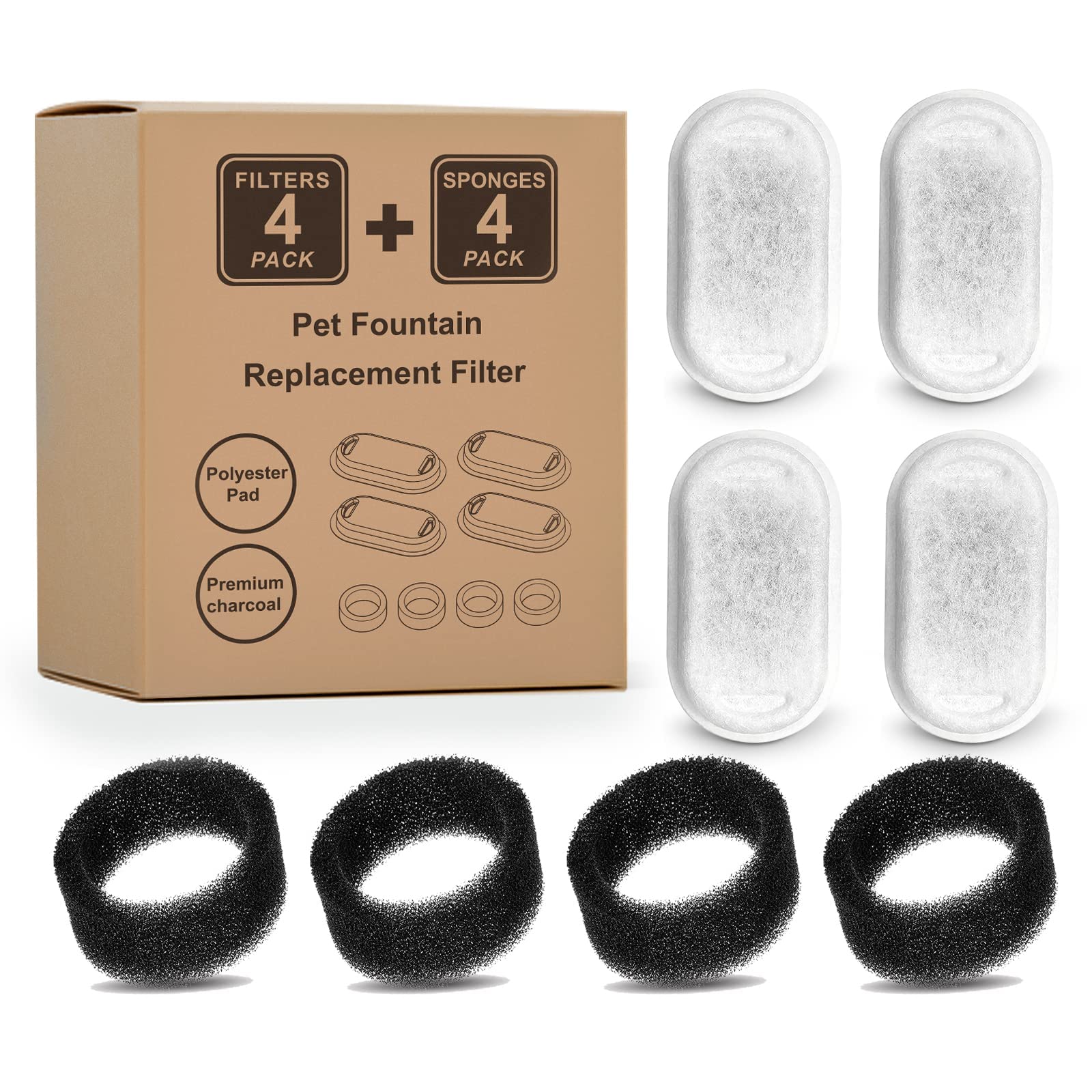 

Water Fountain Filter Cat Dog Efficient Filtration with Coconut Shell Activated Carbon For Pet Dispenser Feeders Replaced Filter