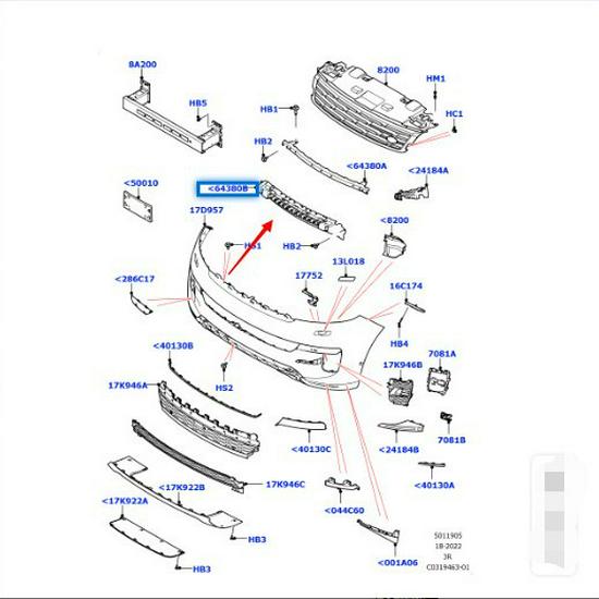 LR178990 Grille Support for 2023 Land Rover Range Rover Sport Version