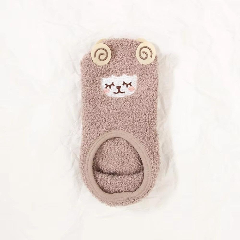 Cartoon Fuzzy Slipper Socks Non-Slip Floor Socks Cozy Ankle Socks For Women