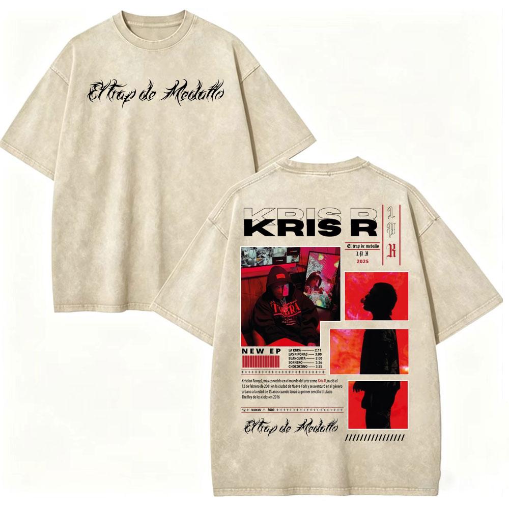 Vintage Washed Rapper Kris R Tshirts Men Women Clothing High Street Fashion Trend T Shirt High Quality Cotton Oversized Tshirt