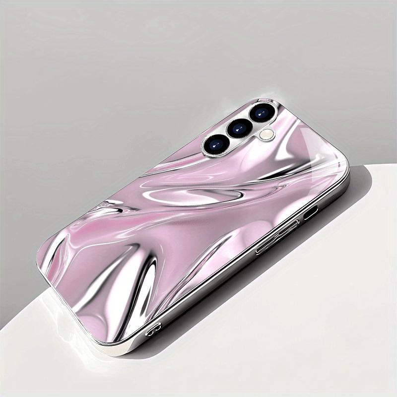 Purple water ripple pattern electroplated glass phone case, suitable for Samsung S26/S25/S24/S23/S22/S21/S20 and other models.