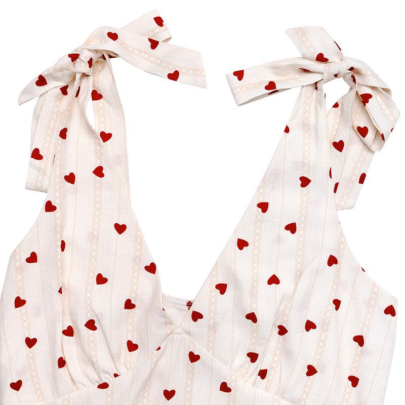 2026 Trendy Summer Heart V-Neck Backless Strap Dress for Women