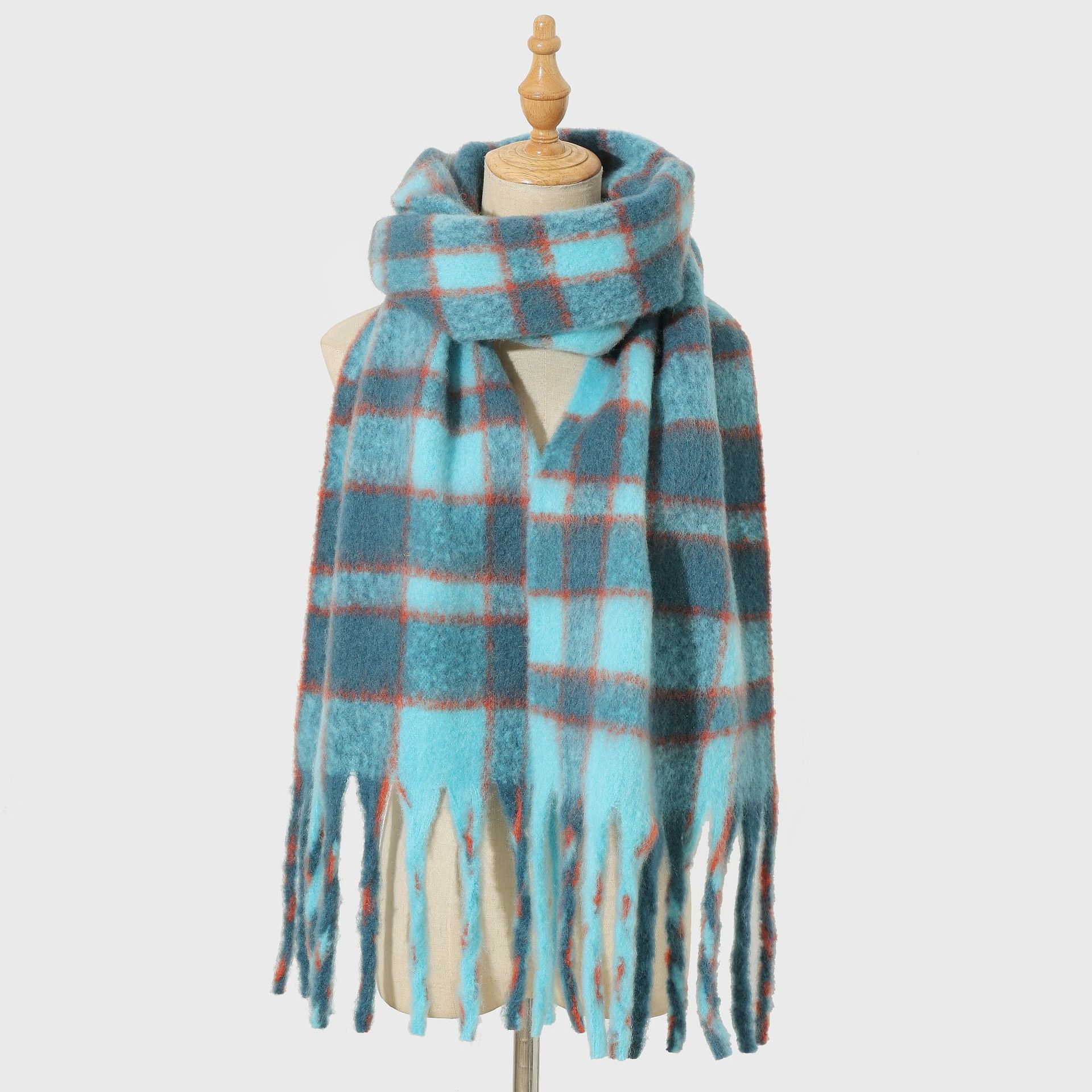 

Простой шарф в клетку из смесовой шерсти, женский осенне-зимний, мягкий, теплый платок-шаль Майяр