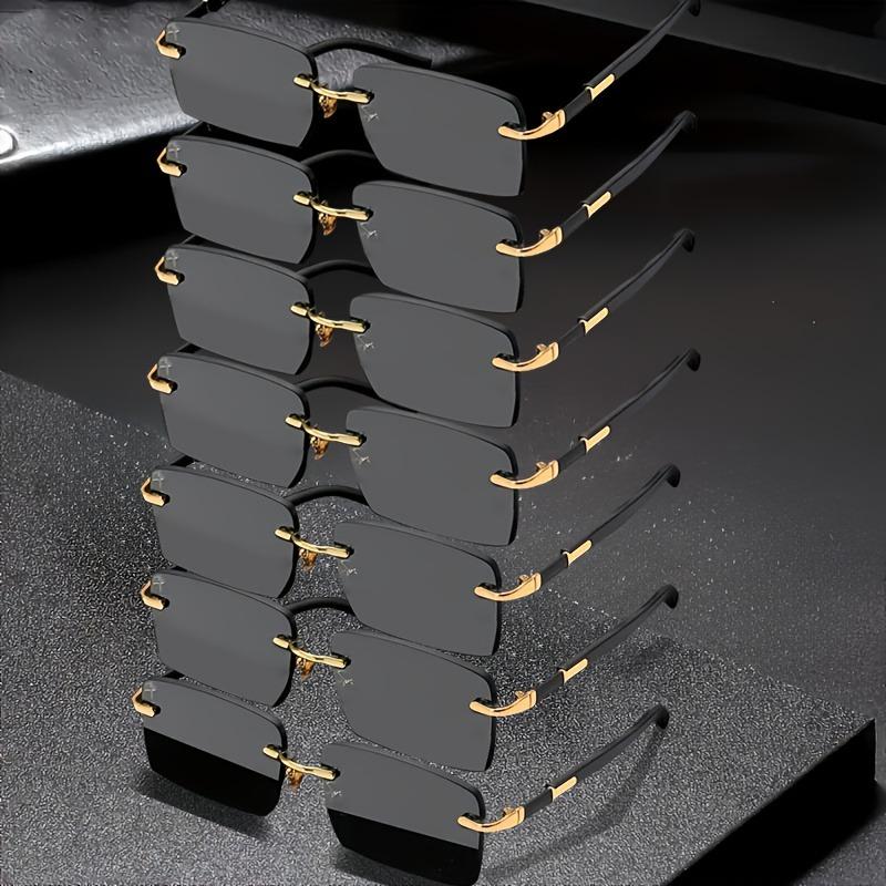 7 Pairs of Fashionable Frameless Rectangular Lenses Frameless Glasses Suitable for Casual Beach Decoration