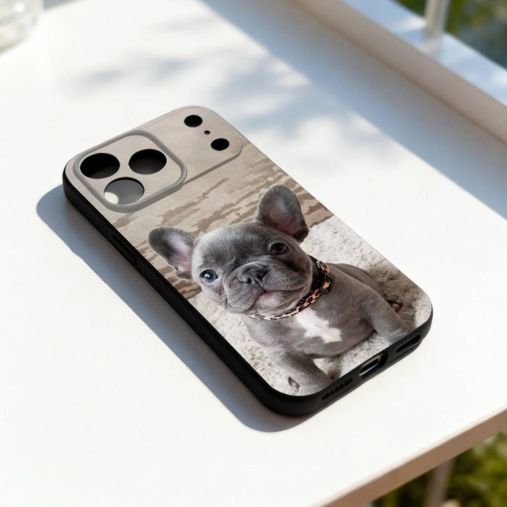 

French Bulldog Cute Phone Case For iPhone 17,16,15,14,13,12,11,Pro,Max,Plus,E,SE4,Air,Mini Black Precise Hole Matching iPhone12