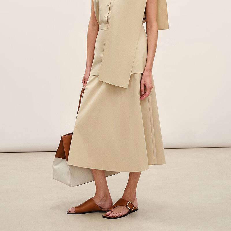 Less 2026 Summer A-line Cotton Mid-Length Skirt