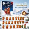 Festliche Partyartikel Hochlandkuh Weihnachtskalender mit 24 Acryl-Anhängern, Countdown-Geschenk für Box Weihnachtsbaum-Hängedekoration Und