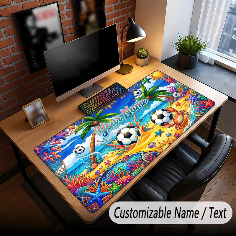 Soccer Theme Custom Mouse Pad Personalized With Name Text Customized Desk Mat For Office Home Decor