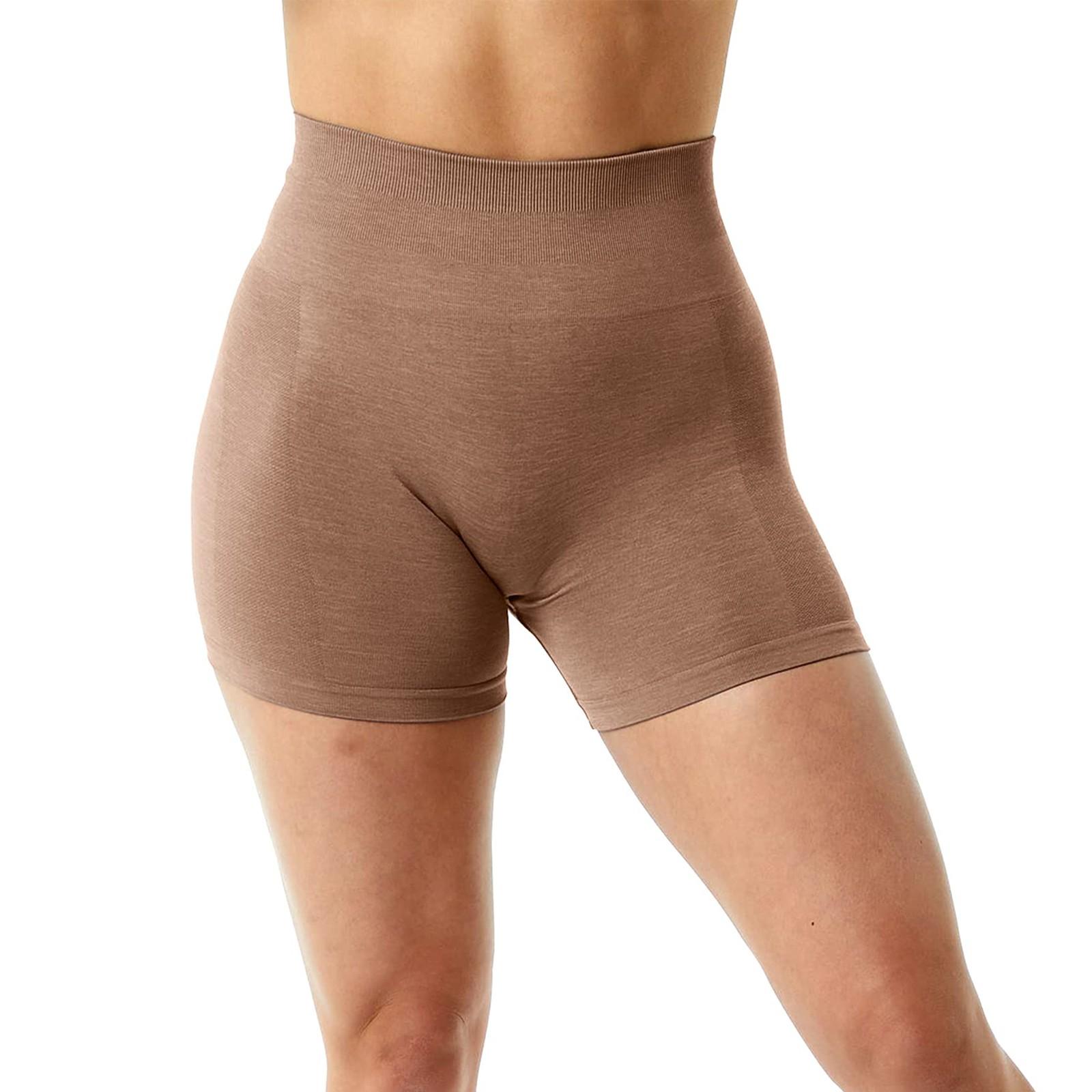 

Жіночі безшовні шорти для йоги з високою талією для тренувань M коричневий