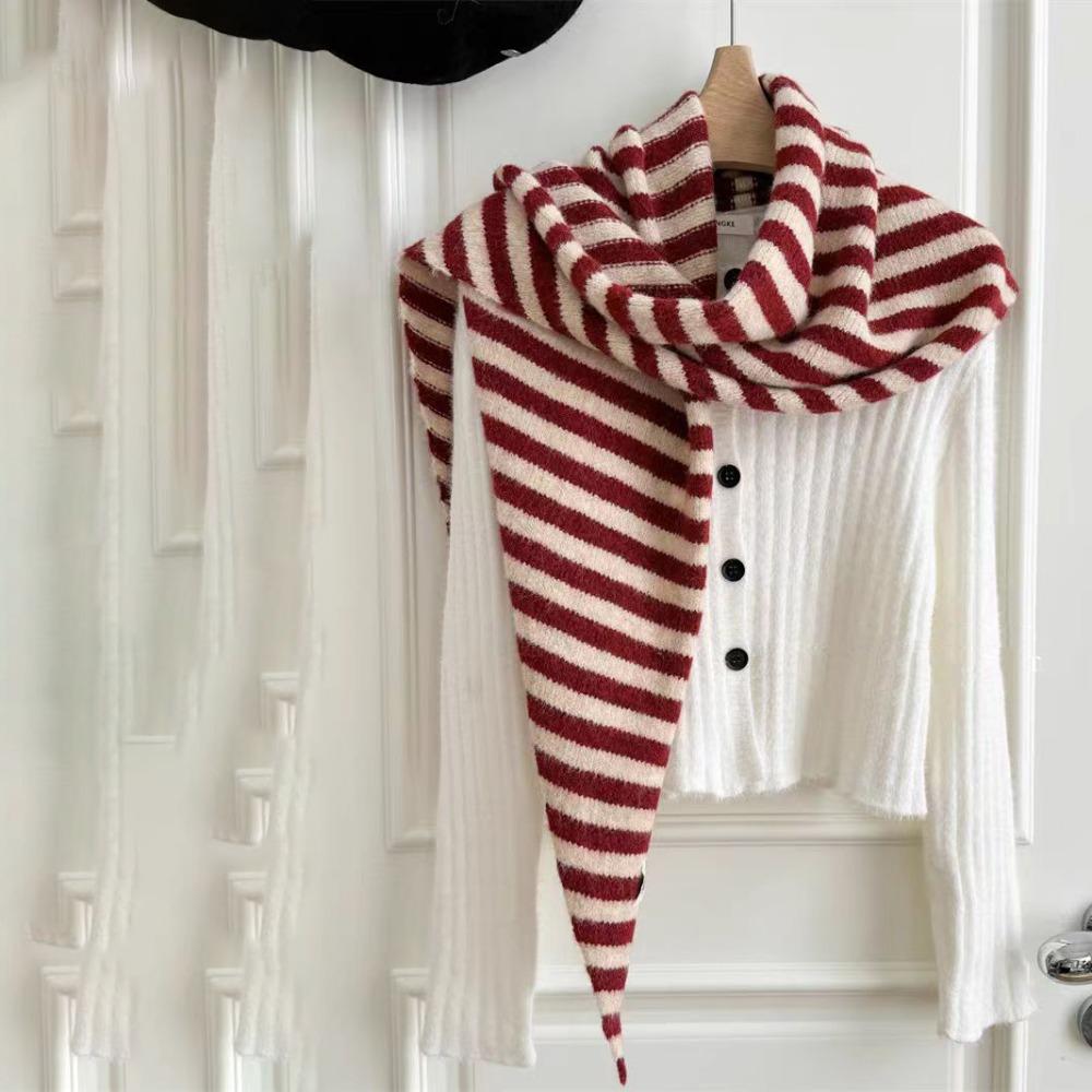 Cashmere Striped Scarf Plush Cape Wraps Simple Winter Shawl  Women/Men