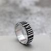 Vintage Edelstahl Herrenring Antiker Romanischer Ziffern geprägter Ring