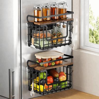 Carbon Steel Refrigerator Side Storage Rack Wall Mounted Spice Storage Rack  Washing Machine