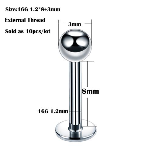 10Pcs/20Pcs/50Pcs G23 Titanium Labret Piercing Internal & External Design Lip Piercing Labret Stud Cartilage Helix Piercing