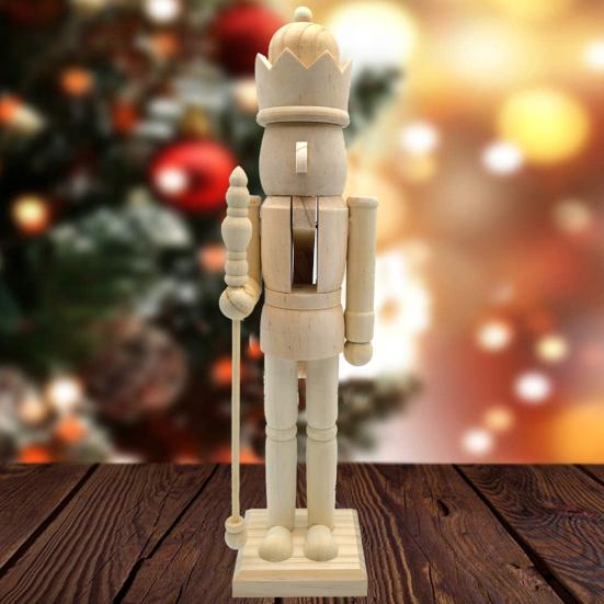 1/2/3Pcs 25/38CM Christmas Wooden Unfinished Nutcracker Figurine DIY Blank Unpainted Soldier Figure Holiday Party Ornament Decoration