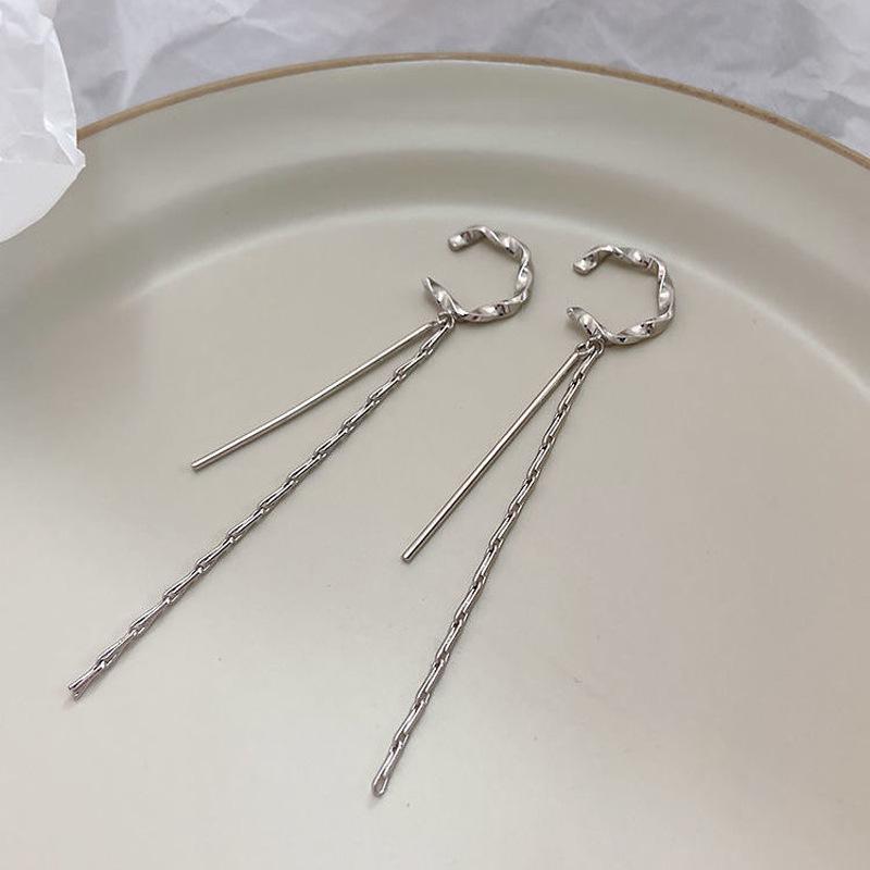 European & American Twist Long Tassel Clip-On Ear Cuff for Women