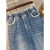 DIMANAF 2025 Plus Size Autumn Basic Elastic Jeans Wear out Pants Women Loose Denim Trousers Big Casual Blue  Pants 6XL