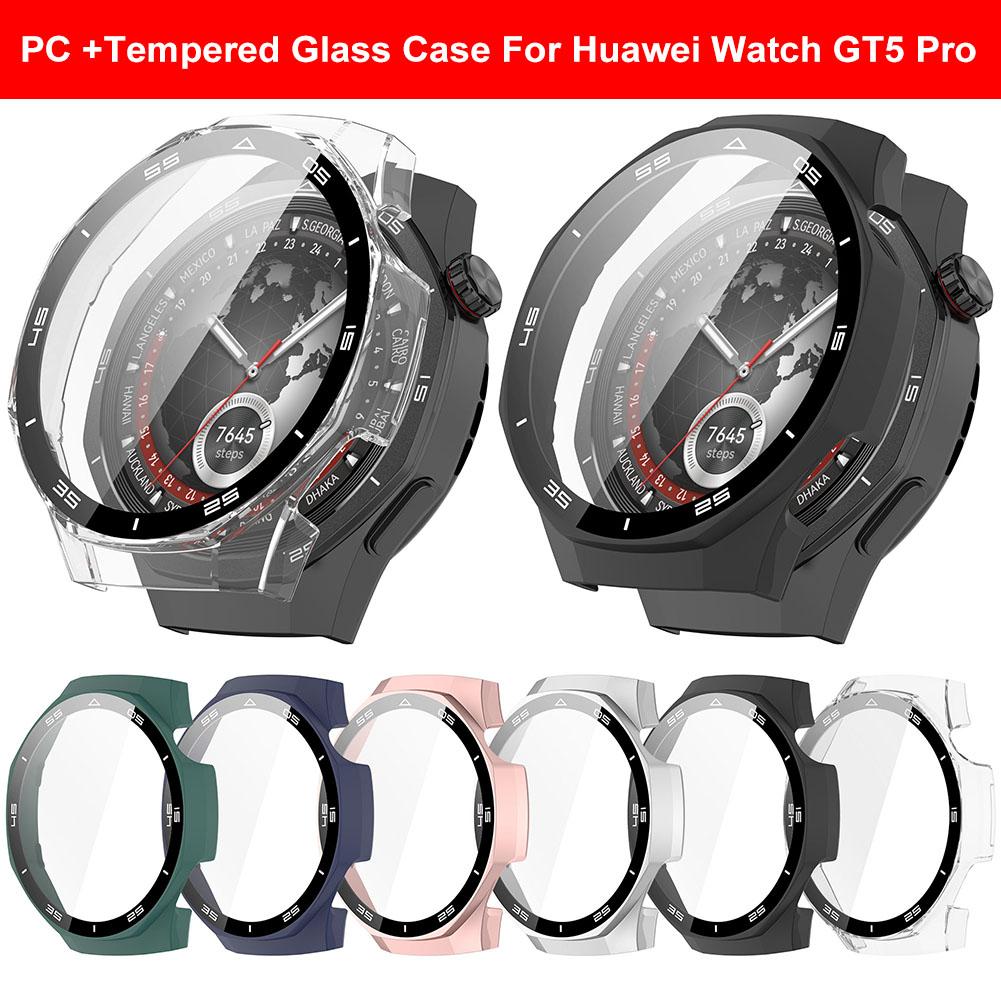 Case PC Bumper Tempered Glass Film Cover Anti-scratch Full Coverage Case Tempered Glass Film Case for Huawei Watch GT 5 Pro 46mm