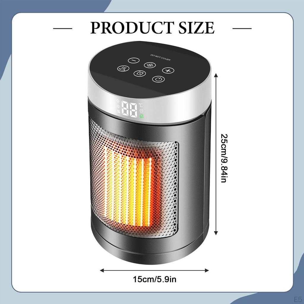 Space Heater 90° Oscillating 1500W Room Small for Bedroom Home Indoor