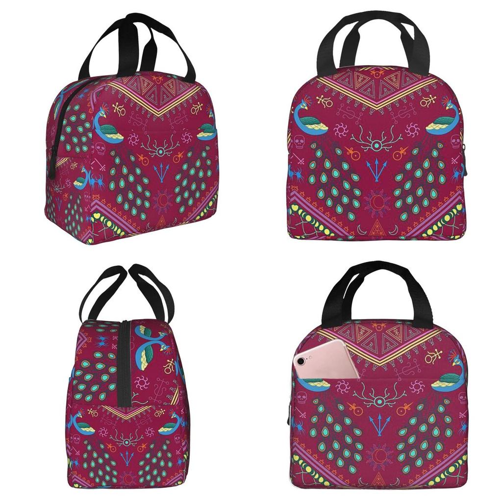 Mollymauk Tealeaf Inspired Print Insulated Lunch Bag for Women Office Cooler Thermal Food Box Tote Lunch Boxes Container