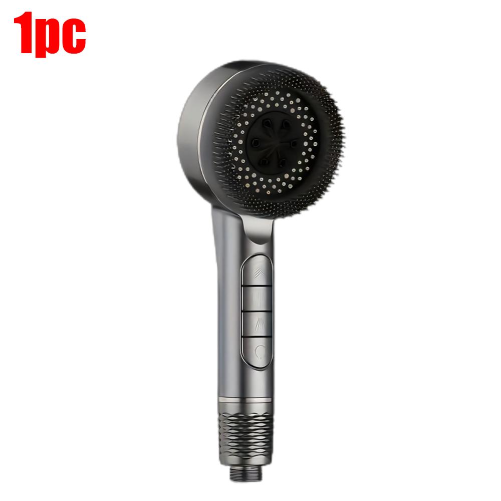 4 Modes Massage Brush Shower Head Large Flow High Pressure Water Saving Handheld Showerhead One-Key Stop Water Shower Nozzle