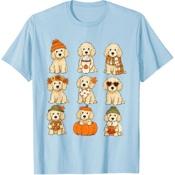 Cute Goldendoodle Fall Dogs Pumpkin Autumn T-Shirt
