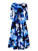 Women's 2024 Spring Lace-up Print African Plus Size Midi Dress