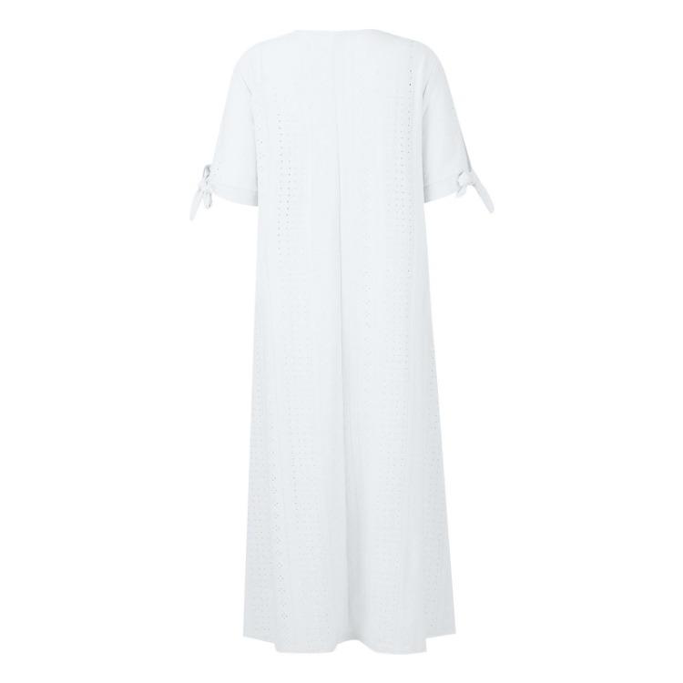 Off Shoulder Summer Maxi Dress for Women with Pockets Round Neck Short Sleeve Long Dress