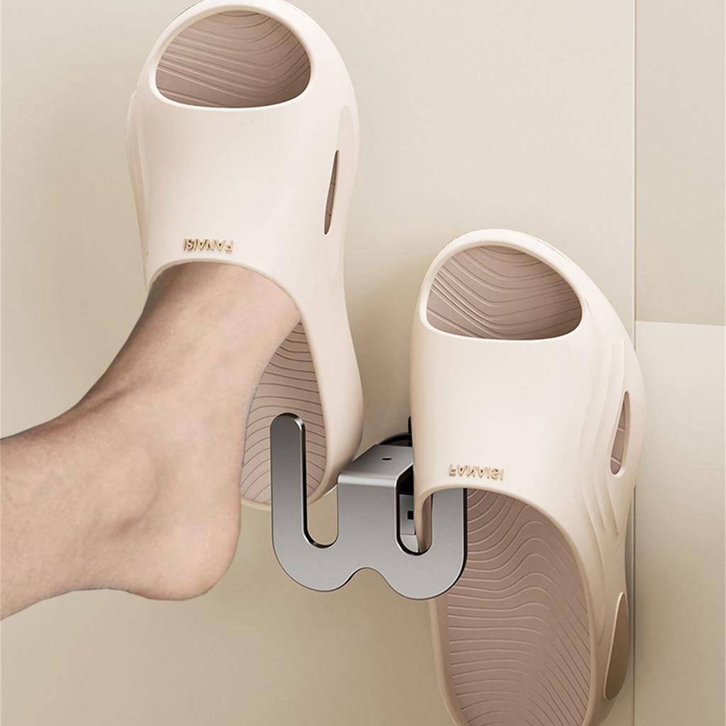 Sturdy Suction Cup Slipper Holder Simple Install Suction Cup Slipper Rack Elegant Shoes Stand for Bathroom Spaces