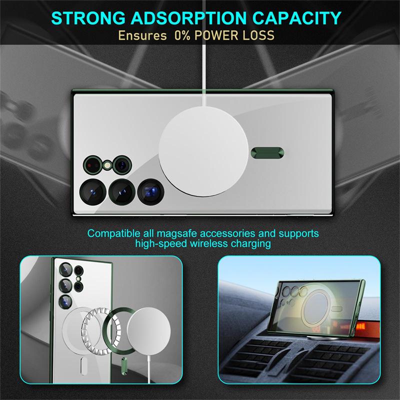For MagSafe Case For Samsung Galaxy S25 S23 S22 Ultra Plus Magnetic Lens Protector Cases For Samsung S24 S21 Ultra Plus Cover