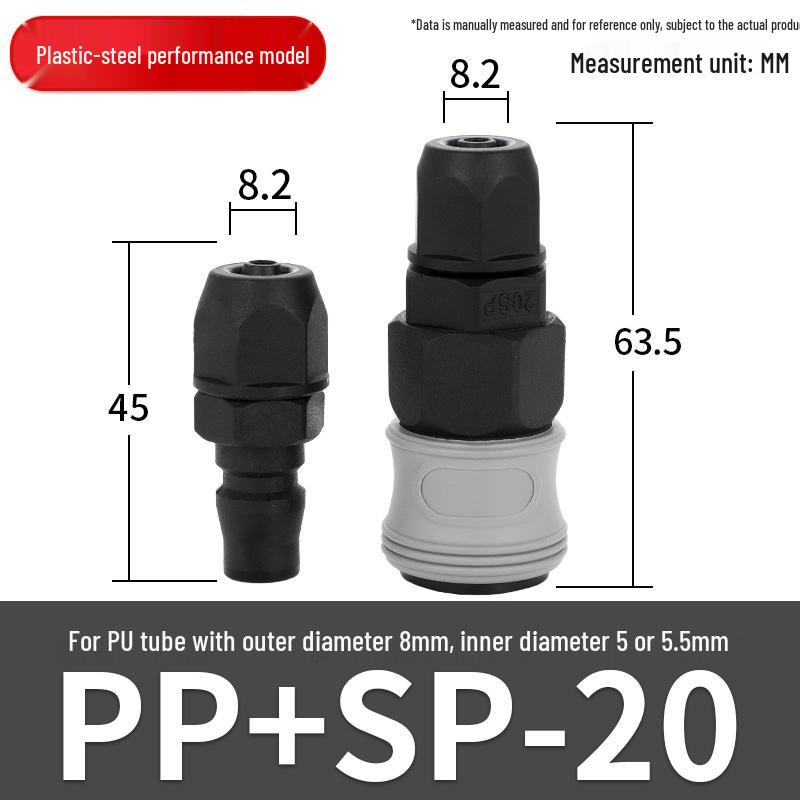 Plastic Steel C-Type Self-Locking Air Hose Quick Connectors: Male & Female Pneumatic Accessories for Air Compressors and Pumps.