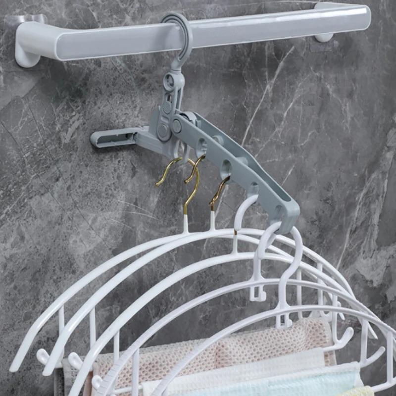 Portable Foldable Travel Hanger Folding Clothes Drying Rack Travel Hangers Hanging Rack with 5 Holes for Hotel Camping Travel