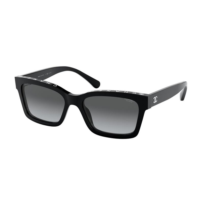 

CHANEL Double C letter Logo on the side, acetate frame, square sunglasses, women s black чорний