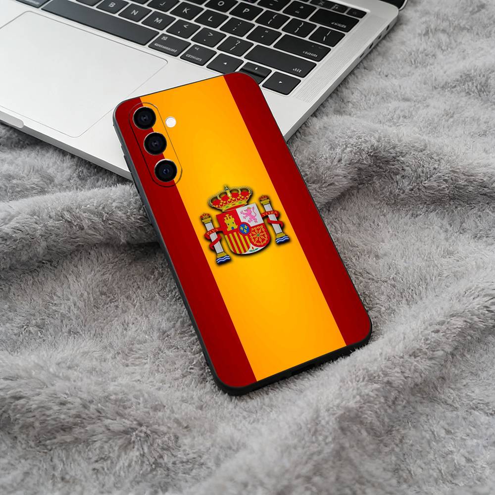 Spanish Flag Pattern Phone Case For Samsung Galaxy A73,A71 A72,A70,A53,A52,A51,Soft Silicone Black Cover