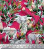 Soimoi Japan Crepe Satin Fabric Leaves,Floral & Elephant Animal Printed Craft Fabric by the metre 42 Inch