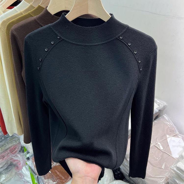 Half-high Collar Sweater Autumn and Winter Design Base Shirt Sweater for Women Fashionable Casual Loose Large Size Knitted Sweater