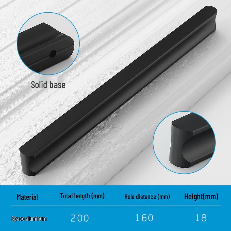 Modern Minimalist Gold Cabinet Handle, Light Luxury I-Shaped Black Drawer Pull