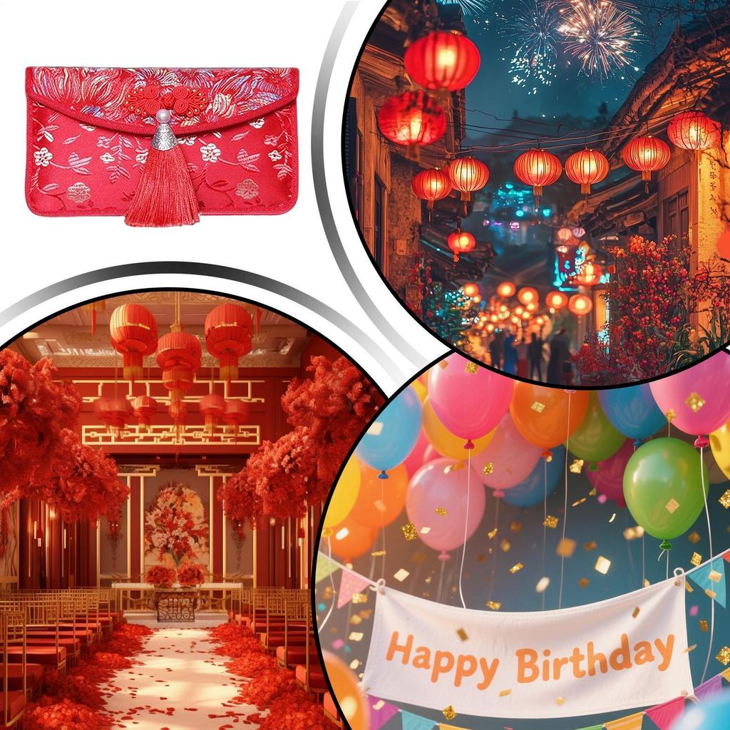 Red Envelopes Chinese Bronzing Foil Packets Wedding Red Envelope With Tassels For Adults Elders Home Family Gathering Holidays