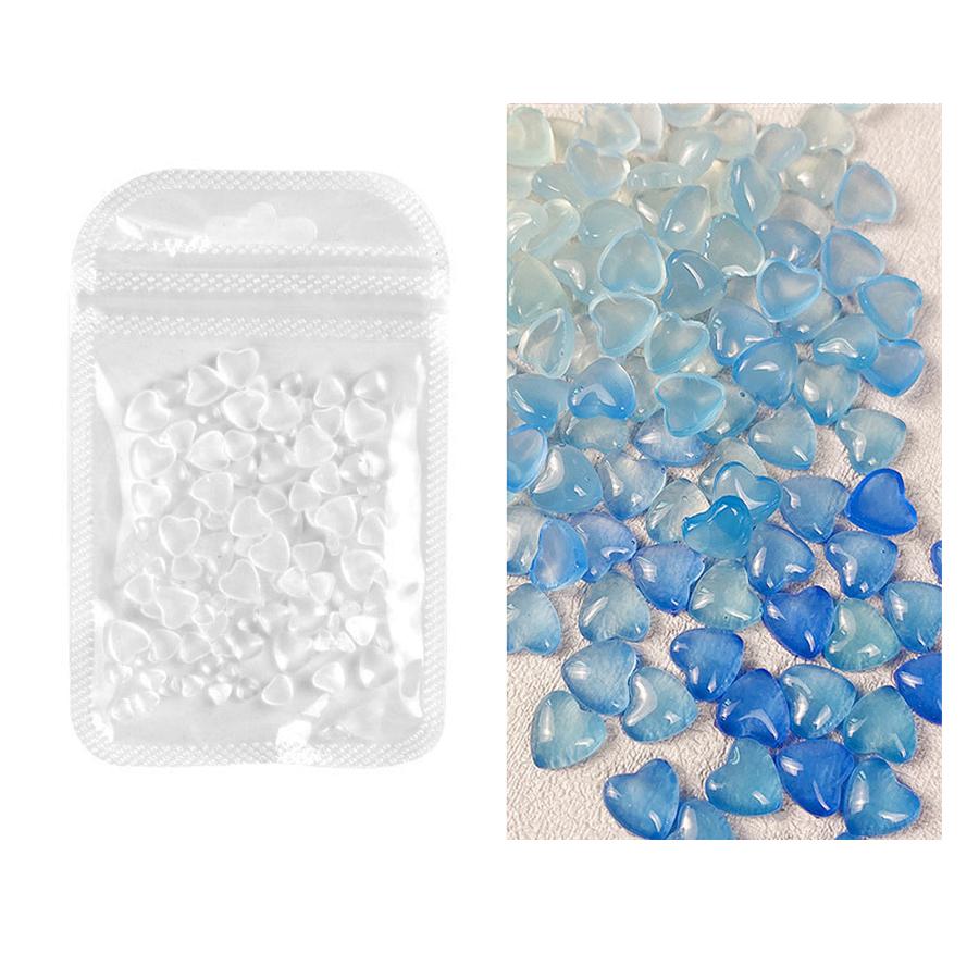 

90 шт. бусин для дизайна ногтей в форме сердца, меняющих цвет, светочувствительные подвески для ногтей, украшения синий