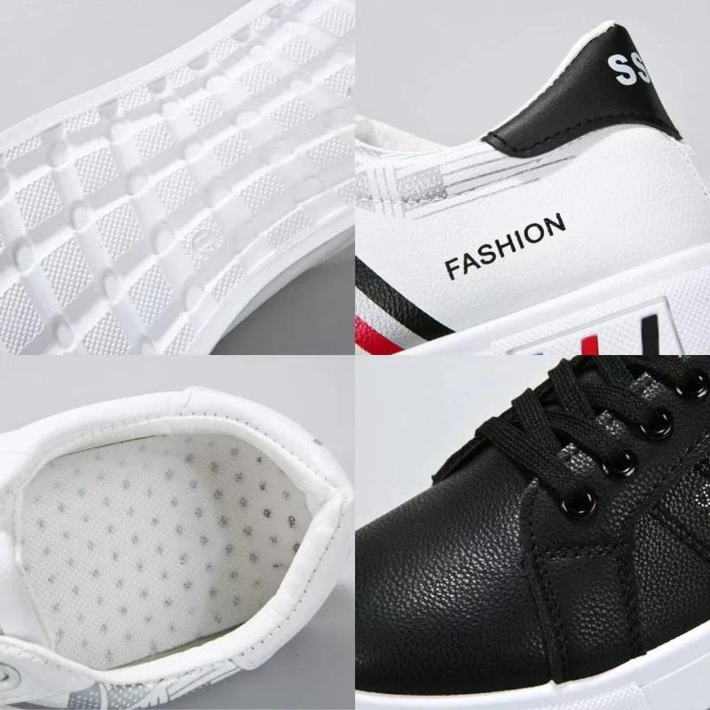 2024 New Men's Sneakers Casual Shoes Lightweight Pu Leather Mens Flats Breathable Vulcanized Shoes Fashion Zapatillas De Hombre