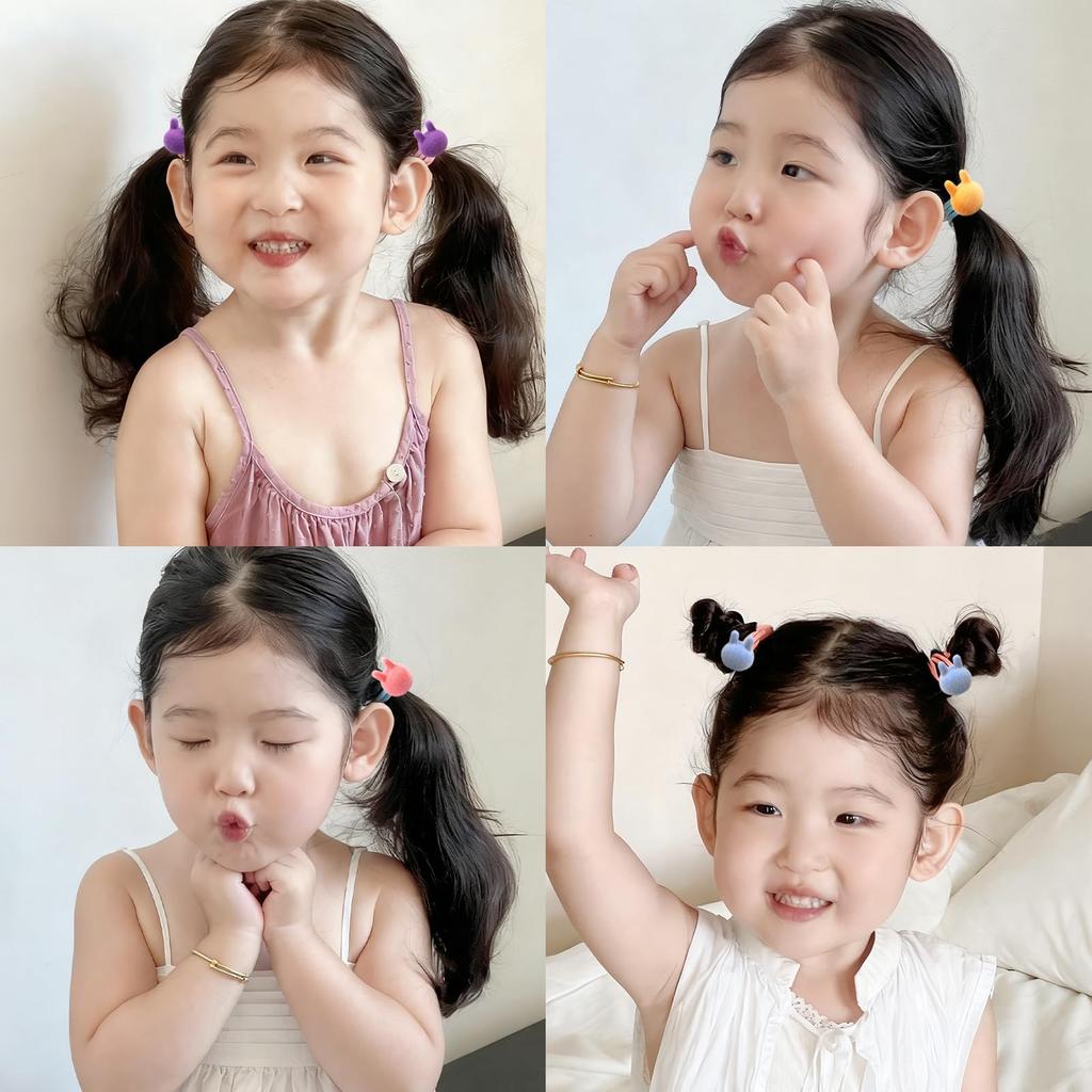 Fesanla Kids' Small Star-Shaped Hair Ties, Set of 10, Fluffy Hair Accessories, Cute Hair Accessories for Shichi-Go-San, Kindergarten Entrance