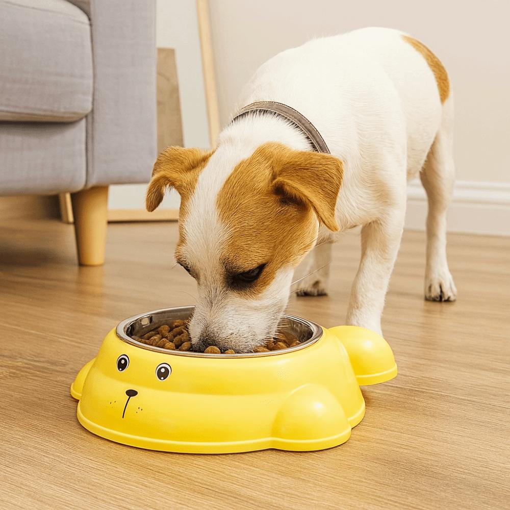 Cute Non-slip Stainless Steel Cat Bowl Anti-Choke Durable Dog Food Bowl Anti Tip Cartoon Anti-Spill Pet Feeder for Cats and Dogs