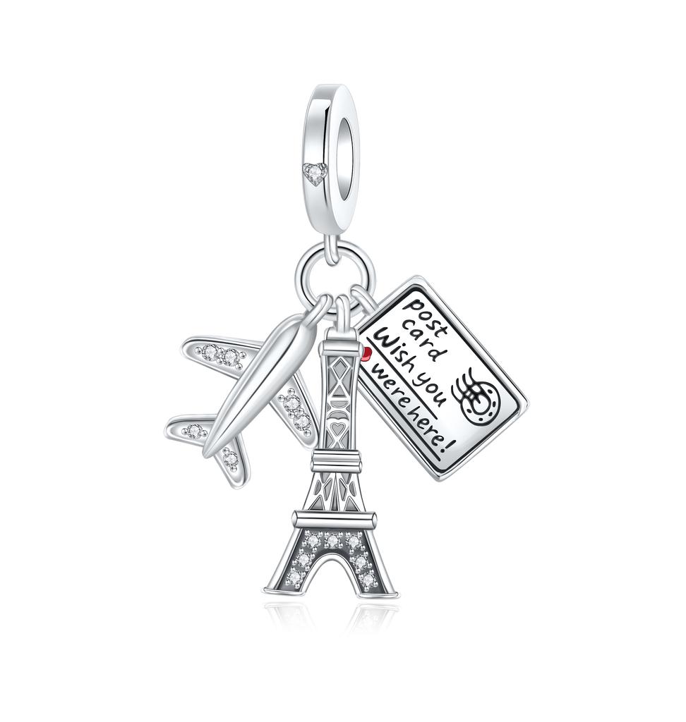 Copper Blue Airplane Camera Suitcase Pendant Fit Original Design Bracelet Jewelry Charm Bead Necklace Diy Female Fashionable Jewelry
