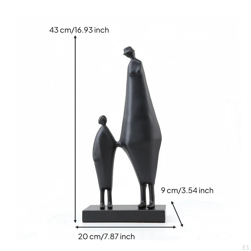Abstract Metal Sculpture Matte Black with Base Modern Home