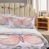 Pillowcase Quilt Cover 3-Piece Bedding Pink Butterfly Pattern, Washable, Durable, Spring And Summer