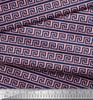 Soimoi Poly Crepe Fabric Greek Key Geometric Printed Craft Fabric by the Metre 42 Inch